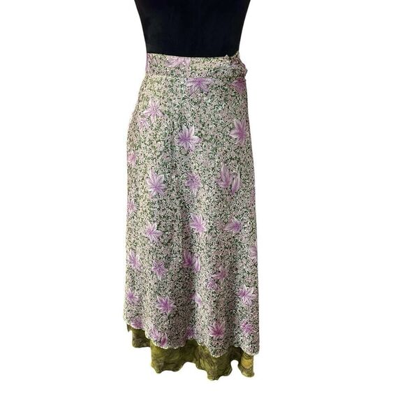 Vintage Jack Pot New York 100% Silk Wrap Skirt Long Reversible, Floral Print - Picture 8 of 12